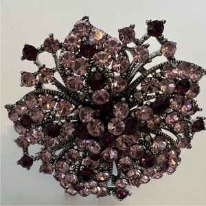 Vintage Aurora Borealis Pink Purple Crystal Hair Brooch